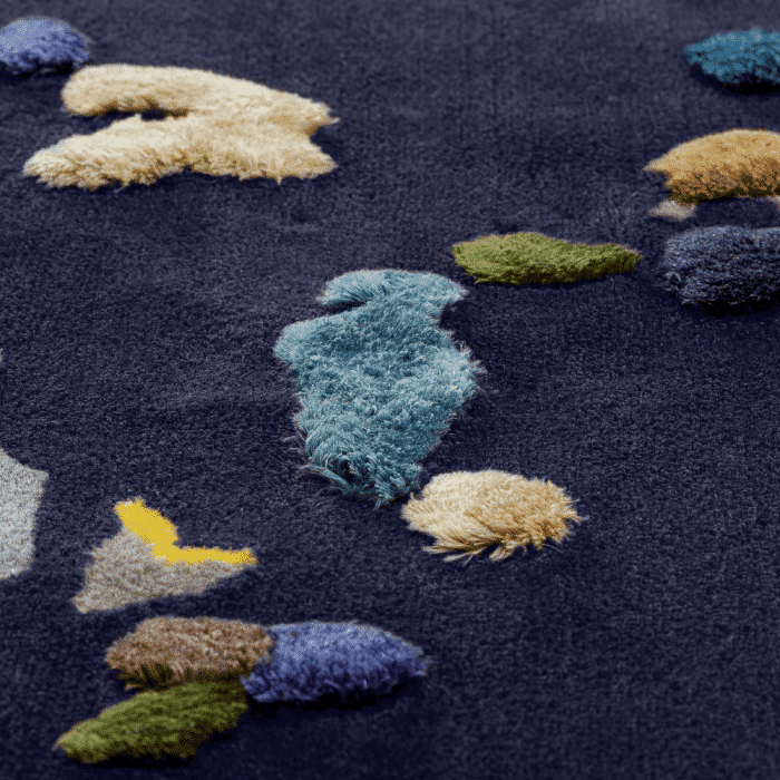 Alfombra de Lino Chaos azul oscuro
