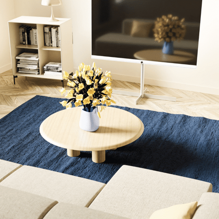 Blueberry blue Cotton Rug