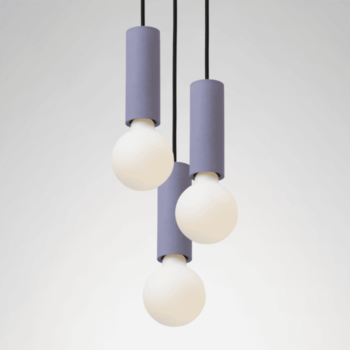lámpara-de-techo-colgante-ila-trio-violeta-platodesign-ekohunters-sostenibilidad-diseño-ecológico-sostenible
